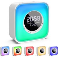 Beleuchteter Wecker Mit Bluetooth-lautsprecher – 10-farbige Led-nachttischlampe – Fm-radio – Temperaturanzeige – 3600-mah-akku