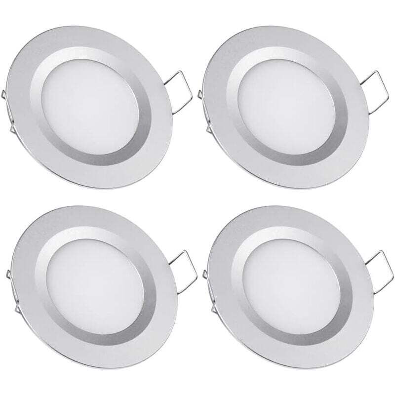 4er-pack Led-einbaustrahler (12 V) – Ausschnitt 58–65 Mm – 3 W, 3200 K – Innenbeleuchtung Für Wohnmobile, Boote Und Wohnwagen – Silberfarben