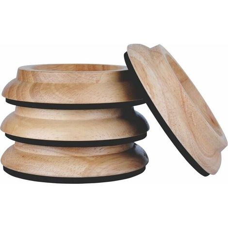 Set Mit 4 Hartholzbechern - Schutzpads Für Möbelbeine, Eiche Natur.