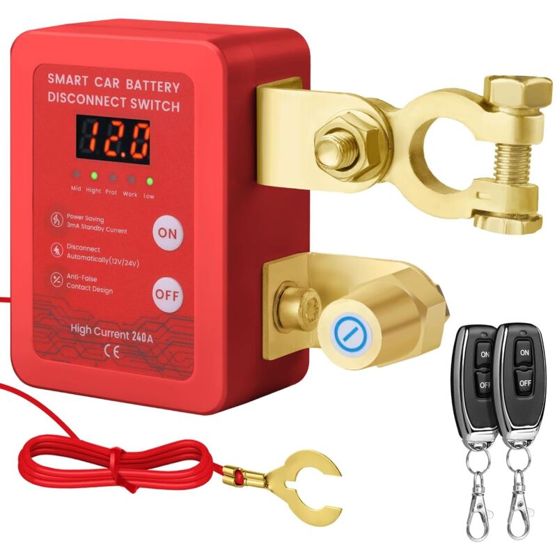 Kabellos Ferngesteuerter Batterieschutzschalter - 12v - 240a - Automatischer Abschaltschalter - Batterietrennschalter Für Auto, Wohnmobil, Atv, Lkw, Boot (mit Led-anzeige)