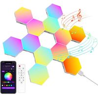 Sechseckiges Led-gaming-wandlichtpanel – 12 Smarte, Musiksynchrone, Modulare Rgb-leuchten, App- Und Fernbedienungssteuerung, Kreatives Sechseckiges Wandlicht-setup [energieklasse F]