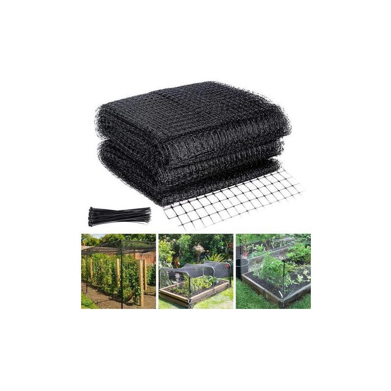 4 X 10 M Vogelschutznetz Mit 30 Kabelbindern, Wiederverwendbares Gartennetz, Schützt Obst Und Blumen Vor Schädlingen Und Vögeln.
