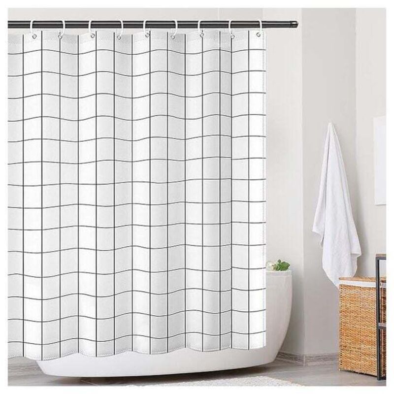 Schnelltrocknender, Wasserdichter Duschvorhang Mit Beschwertem Saum, Waschbarer Polyester-badezimmervorhang Mit 12 Haken, 180 X 200 Cm