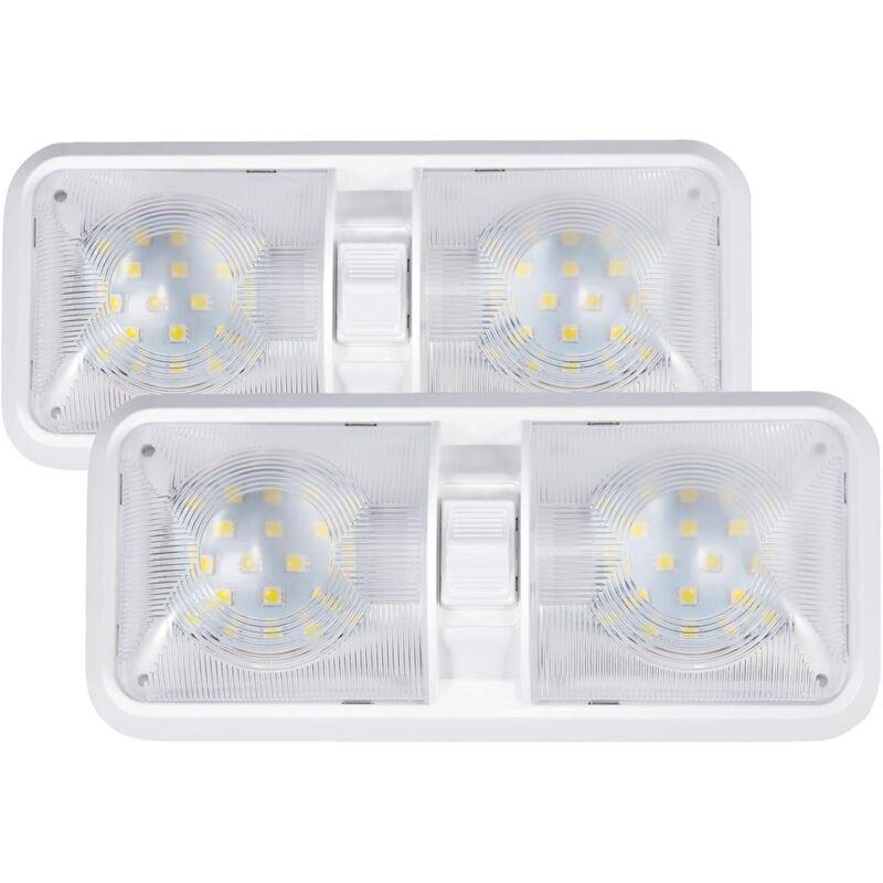 12-v-led-innenraumleuchte Für Wohnmobile, 12 V, 6 W Led-licht In Natürlichem Weiß, Doppelleuchte Mit Schalter Für Campervans, Wohnwagen Und Boote, 2er-pack