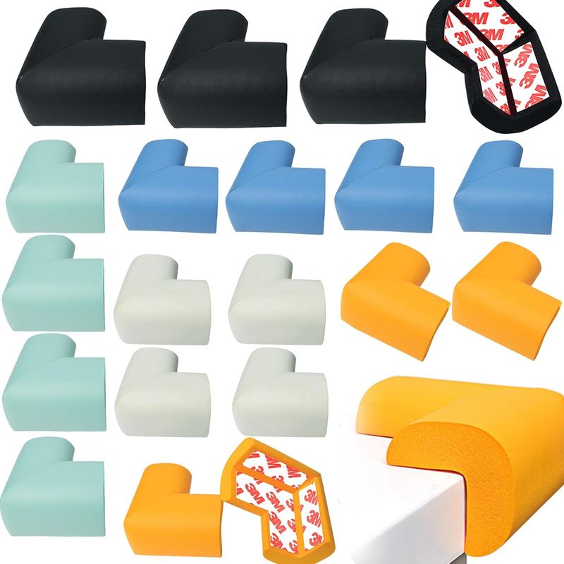 Set Mit 20 Tischkantenschonern, Sicherheitsecken, Weicher Schaumstoffschutz Mit Starkem Klebstoff, Stoßdämpfende Rechtwinklige Eckenschützer, Extra Dick, Mehrfarbig