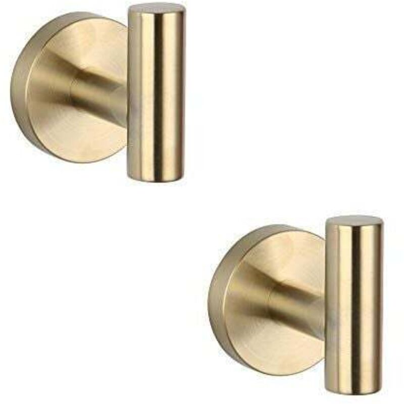 Set Mit 2 Badezimmerhaken Aus Gebürstetem Edelstahl Sus 304 In Gold