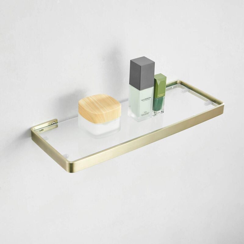Glaswandregal, Duschablage, Gebürstetes Gold, 45 Cm