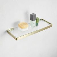 Badezimmerregal Aus Glas, Gebürstetes Gold, 55 Cm, Rechteckig