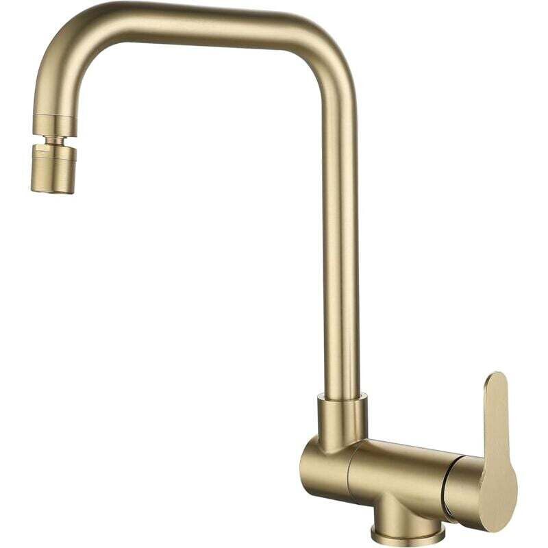Klappbarer Küchenmischer, Klappbarer Küchenhahn Aus Gebürstetem Edelstahl In Goldoptik, Moderner Klapphahn
