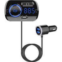 Bluetooth 5.0 Fm-transmitter-autoadapter-kit, Fm-transmitter-ladegerät Mit Qc3.0- Und 5v/2,4a-anschlüssen, Freisprechfunktion, Farbiger Beleuchtung, Siri-unterstützung, Tf/sd-kartensteckplatz (ikodm)