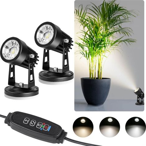Set Mit 2 Dimmbaren 3-w-led-bodenstrahlern Für Pflanzen Im Innenbereich, Mit 3 Farblichtmodi Und Automatischer Ein-/ausschaltfunktion