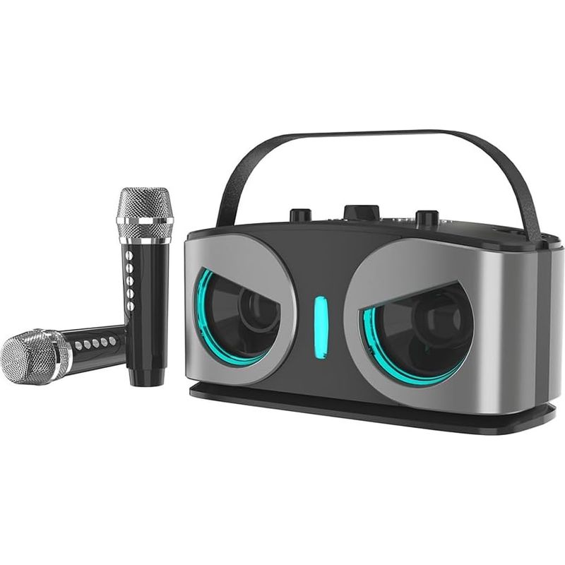 Leistungsstarker, Tragbarer Bluetooth-lautsprecher Mit Zwei Mikrofonen, Hifi-klang, Ideal Für Karaoke Und Partys Im Freien.