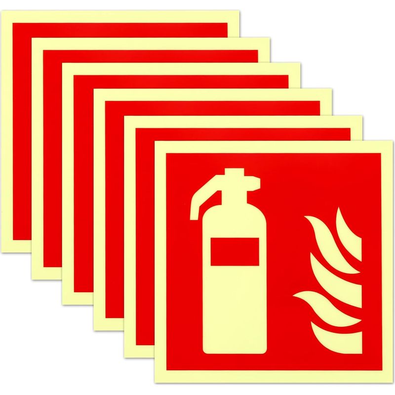 Feuerlöscher-schild 15 X 15 Cm, Leuchtender Pvc-feuerlöscheraufkleber, Feuerlöscheraufkleber, Brandschutzkennzeichnung Gemäß Iso-normen Für Verschiedene Öffentliche Orte