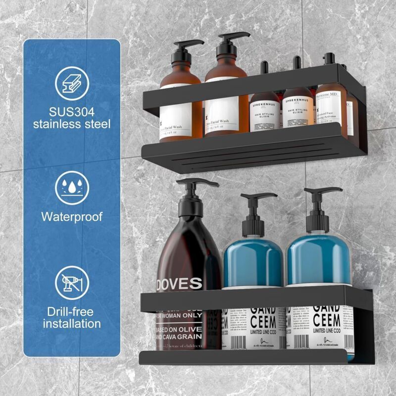 Duschablage Ohne Bohren. Aus Edelstahl Sus304. Maximale Belastung: 7 Kg. Zur Aufbewahrung Von Duschgel Und Shampoo. Einfache Montage.