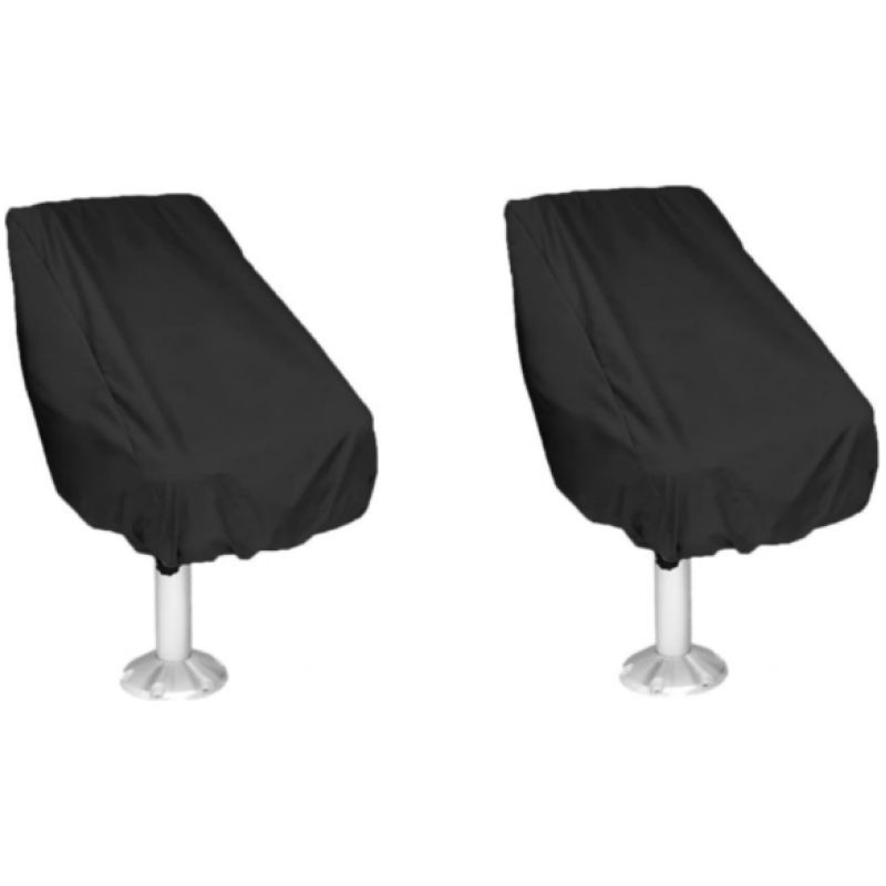 Schwarzer Bootssitzbezug, 61 X 56 X 64 Cm, 2er-set, Wasserdichter Pontonboot-kapitänssitzbezug, Schutzhülle Aus 420d Oxford-gewebe Für Den Steuermannssitz