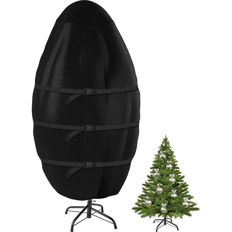 Vertikale Aufbewahrungstasche Für Weihnachtsbäume – Aufbewahrungstasche Für Weihnachtsbäume Mit Gurten Und Schutzhülle (ständer Nicht Im Lieferumfang Enthalten) (farbe: Schwarz, Größe: 76 X 152 Cm)