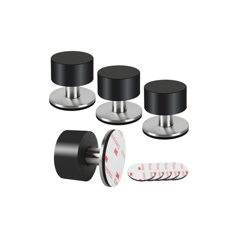 Set Mit 4 Selbstklebenden Türstoppern Aus Gummi Für Fußleisten Und Fußböden, Schwarz Mit Starkem Klebstoff, Schalldämmend Für Zuhause Und Büro.