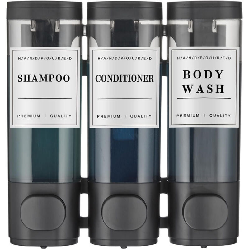 Set Mit 3 Manuellen Wandspendern Für Seife, Shampoo Und Duschgel, Schwarz