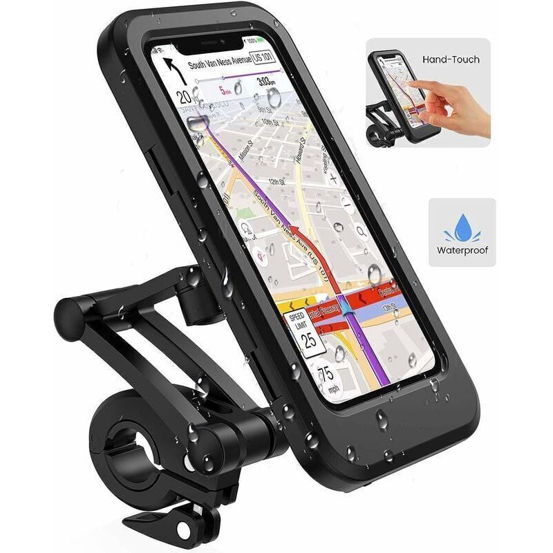 Wasserdichte Fahrrad-handyhalterung – 360°-drehung – Kompatibel Mit Lenkern Von 22–28 Mm Durchmesser – Schutzart Ipx6 – Verstellbar Für Smartphones Bis Zu 6,7 Zoll