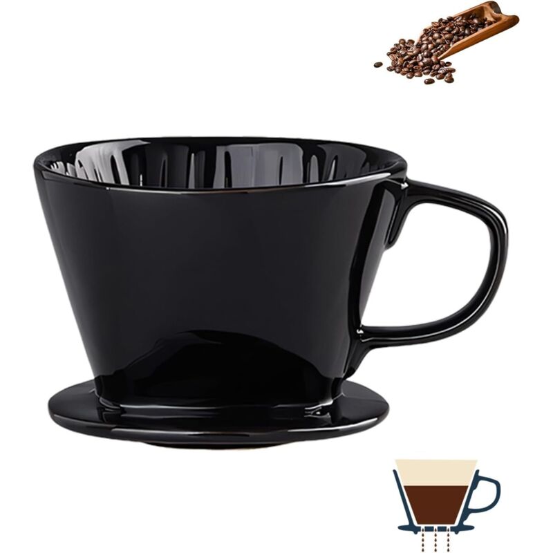 Schwarzer Keramik-kaffeefilter, 3-loch-filterhalter Für Zuhause Und Büro