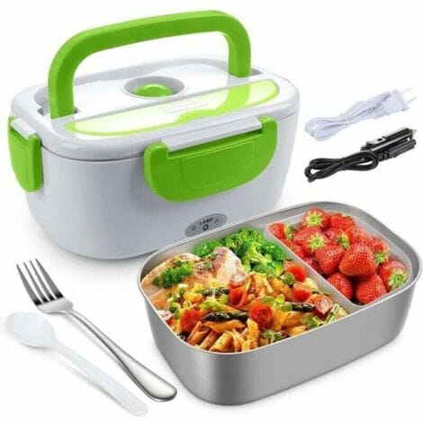 Elektrischer Speisenwärmer Für Auto, Zuhause Und Büro – 12–24 V/110 V, 40 W, Tragbare, Isolierte Lunchbox Für Männer Und Erwachsene Mit Lebensmittelechtem Edelstahlbehälter