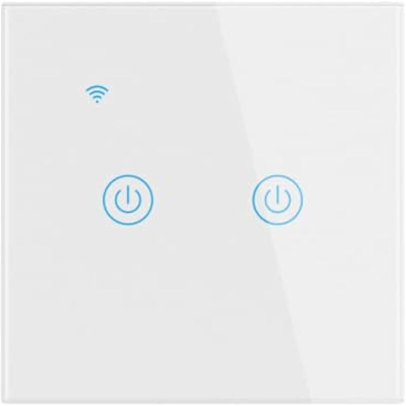Intelligenter Wlan-wandschalter, Glas-touchpanel, Kompatibel Mit Alexa Und Google Assistant, Kein Neutralleiter Erforderlich Und Doppelter Neutralleiter Erforderlich, Eu 10a (2-fach) Modus