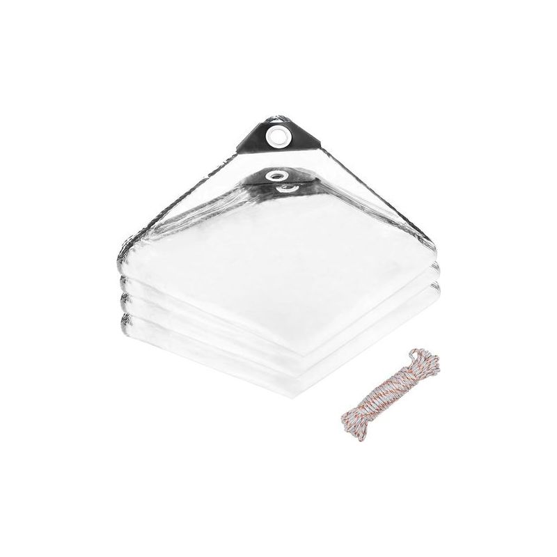 1 X 2 M Transparente Plane Mit Ösen, 400 G/m² Wasserdichte Pvc-plane, Schutzplane Für Den Außenbereich, Mit 5 M Befestigungsseil, Für Gärten, Gewächshäuser, Pflanzen, Schwimmbäder, Garagen