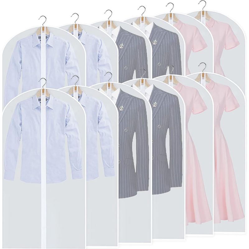 Set Mit 12 Kleidersäcken, 60 × 100 Cm, Transparent Und Mit Reißverschluss, Ideal Zum Schutz Von Mänteln, Kleidern, Hemden Und Anderer Kleidung.