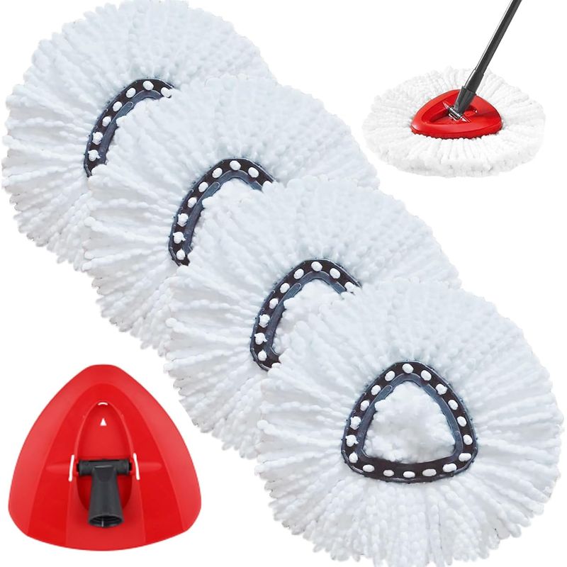 Wischmoppkopf Kompatibel Mit Dem Vileda Turbo 2-in-1 Wischmopp, 4 Weiße Wischmoppköpfe + 1 Wischmoppbasis Für Easywring & Clean Nachfüllpackungen