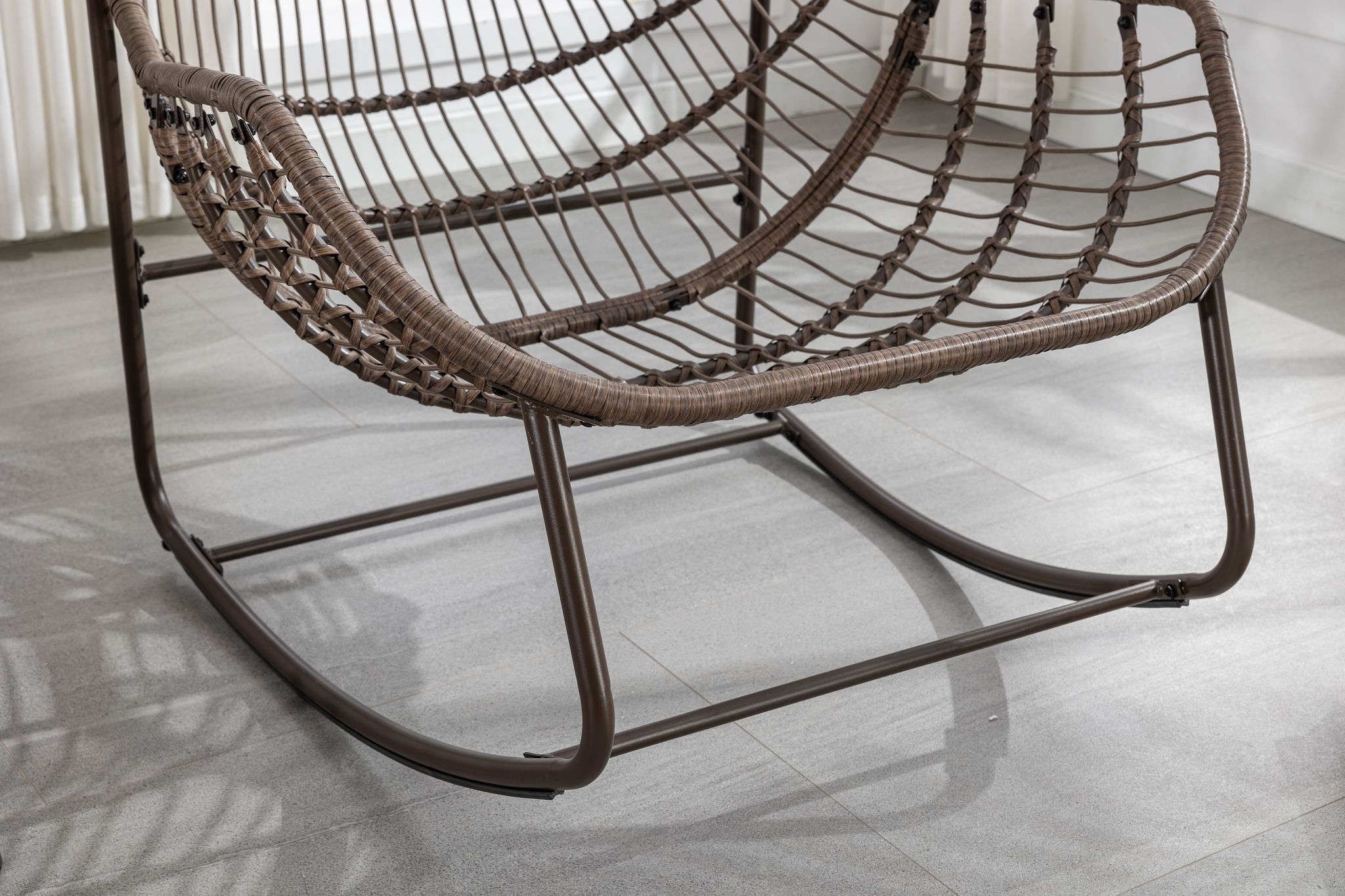 Outdoor Rattan Rocking Chair,padded Cushion Rocker Recliner Chair Outdoor For Front Porch, Living Room, Patio, Garden, Gray