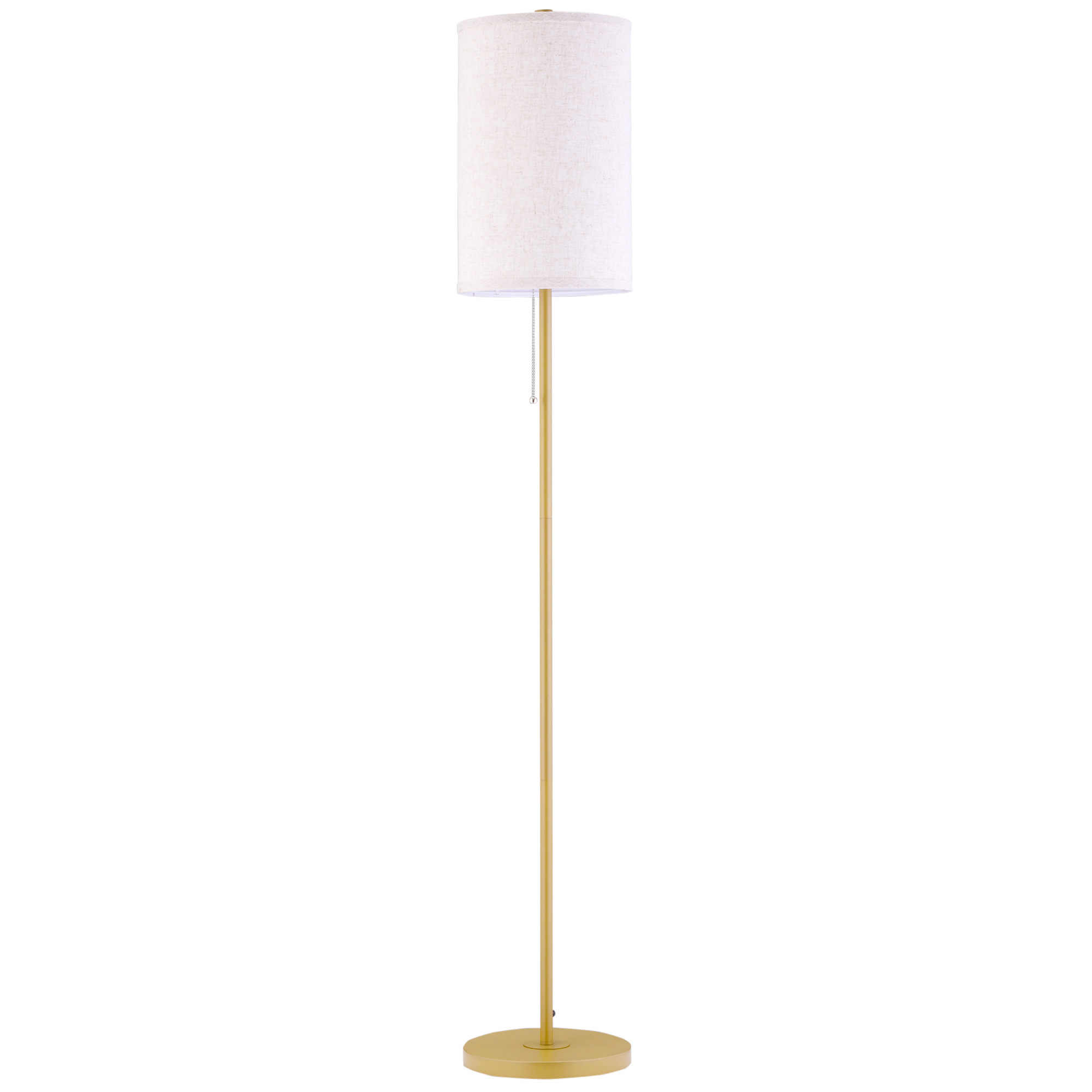 Stehlampe Wohnzimmer Stehleuchte Mit Leinen Lampenschirm, Zugkettenschalter, Standleuchte Mit Stahlständer, E27 Fassung Standlampe Für Schlafzimmer, Cremeweiß