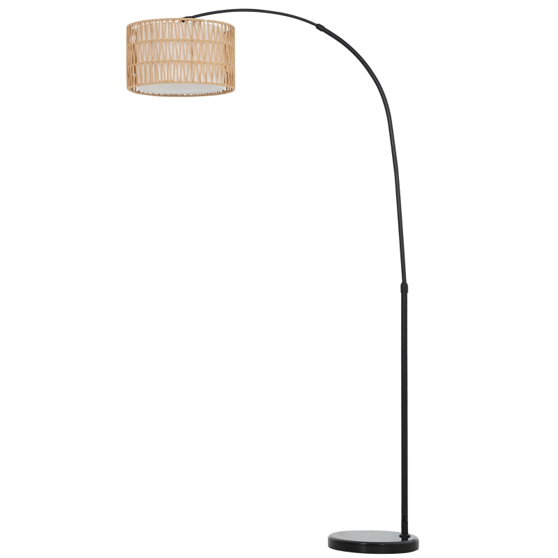 Stehlampe Wohnzimmer Stehleuchte Mit Lampenschirm Aus Leinen, Standleuchte Mit E27 Fassung, Fußschalter, Höhenverstellbar Bogenlampe Für Schlafzimmer, Schwarz, Exkl. Glühbirne