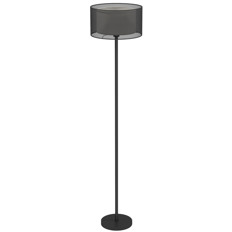 Stehlampe, Stehleuchte Mit E27 Fassung, Zweifarbigem Lampenschirm Aus Stoff, Standlampe Mit Fußschalter Standleuchte Für Wohnzimmer, Schlafzimmer, Exkl. Leuchtmittel, Schwarz