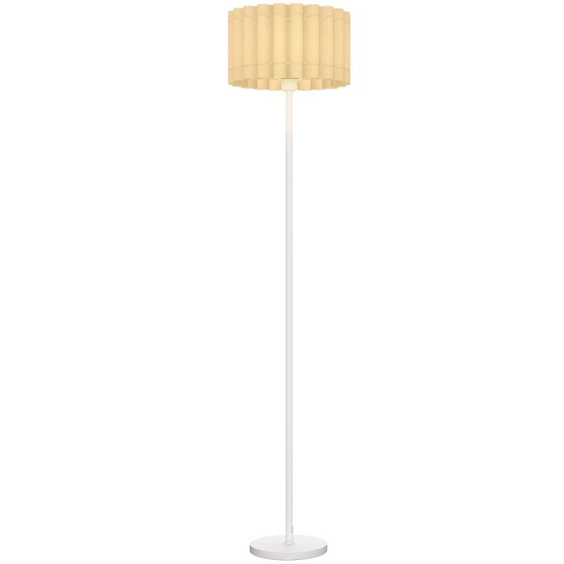 Stehlampe, Stehleuchte Mit E27 Fassung, Mit Wellenschirm Standlampe Mit Fußschalter Für Wohnzimmer, Schlafzimmer, Exkl. Leuchtmittel, Weiß