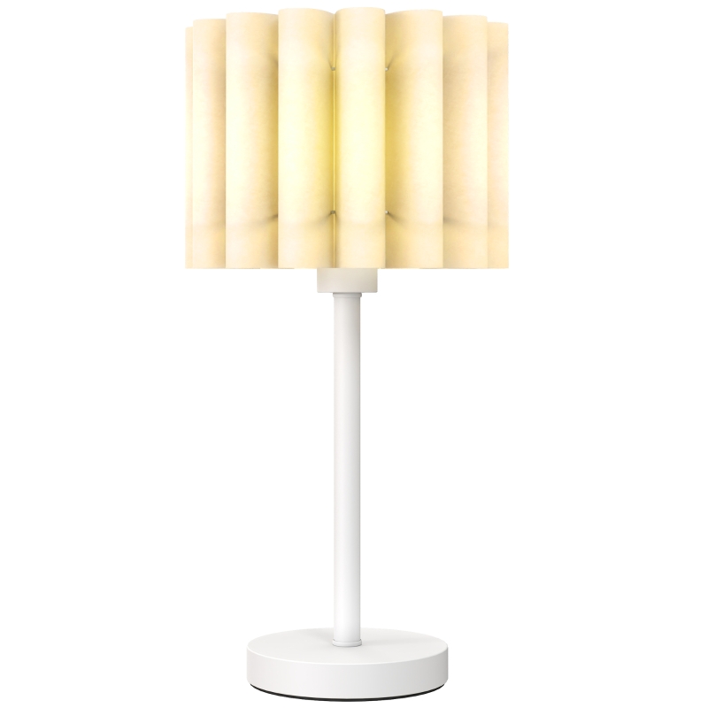Tischlampe, Tischleuchte Mit Wellen-lampenschirm, E27-fassung, Knopfschalter, Nachttischlampe Für Wohnzimmer, Spielzimmer, Weiß, Exkl. Glühbirne