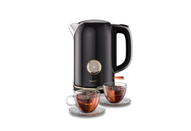 Klarstein Victoria Wasserkocher 1,7 L – Retro-wasserkocher 2200 W, Vintage-design, Herausnehmbarer Kalkfilter, 360-grad-basis, Automatische Abschaltung
