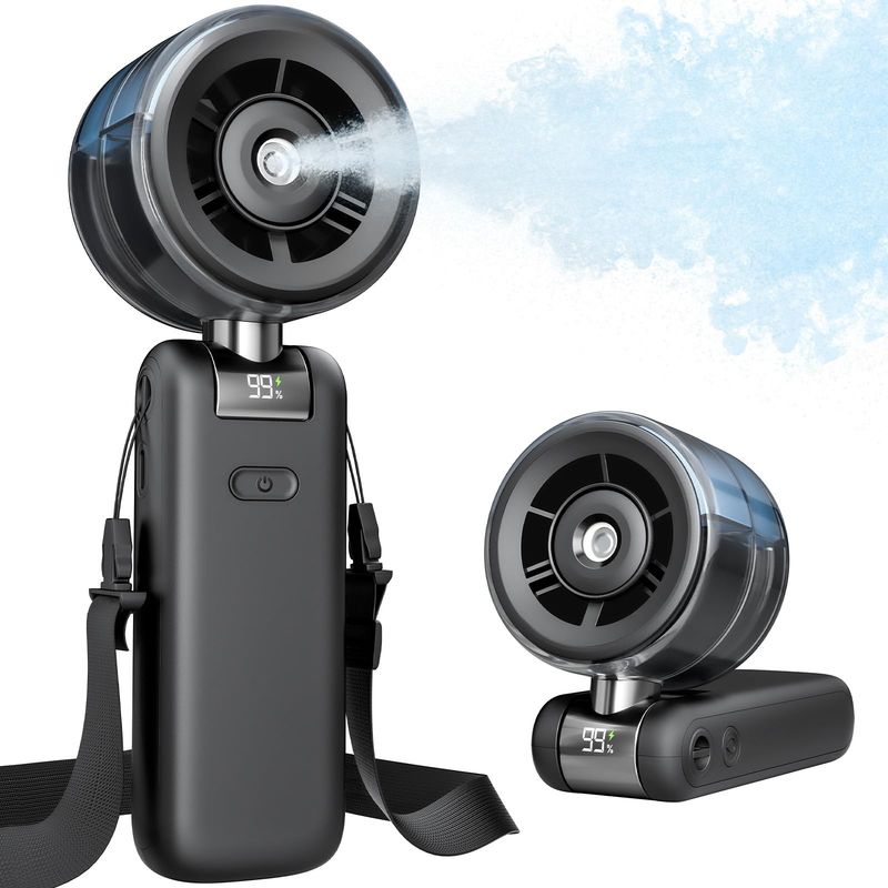 Wiederaufladbarer, Tragbarer Turbo-vernebler Mit 4000 Mah Akku, 5 Geschwindigkeitsstufen, Ideal Für Reisen, Schwarz - Kzq