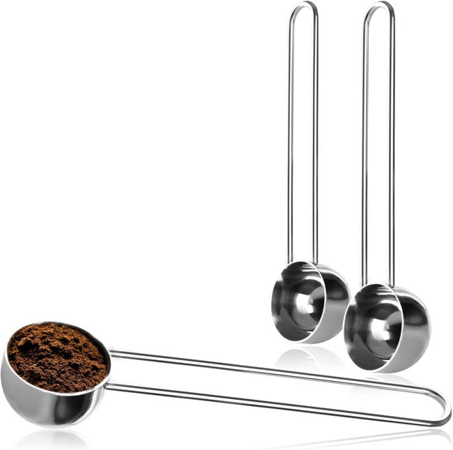 3 Messlöffel Aus Edelstahl Für Kaffee – Messlöffel Für Tee, Kaffee, Kakao Und Espresso – Drahtgriffe (silber – 15 Ml)