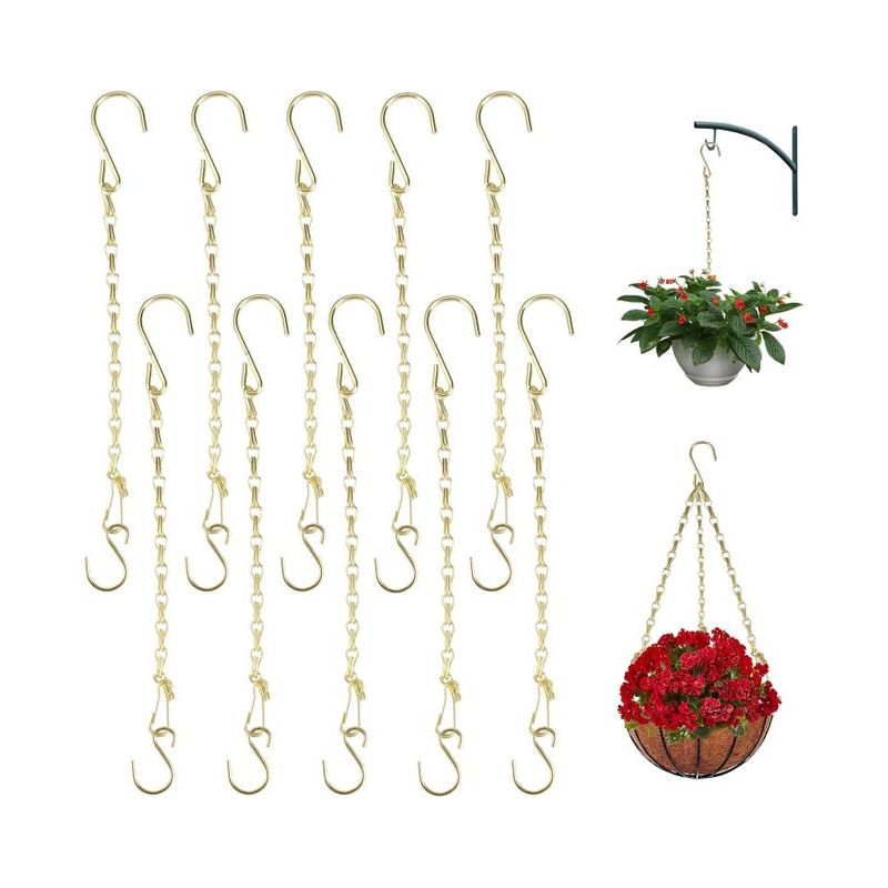 10 Stück Goldene Metall-hängeketten, 25 Cm Lange Hängeketten, Blumentopfketten, Hängekorbketten, Werbetafelketten, Laternenketten, Ornamente