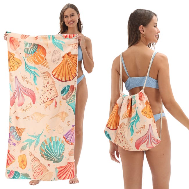 Faltbares Strandtuch (2-in-1) Mit Bedrucktem Aufbewahrungsbeutel Für Das Badetuch, 140 X 70 Cm, Ytb-001-4
