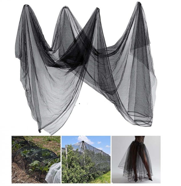 Insektenschutznetz Gegen Mücken, Fliegen Und Vögel. Jagdschutz. Pflanzenschutz. Gartennetz (2,4 M X 10 M, Schwarz)
