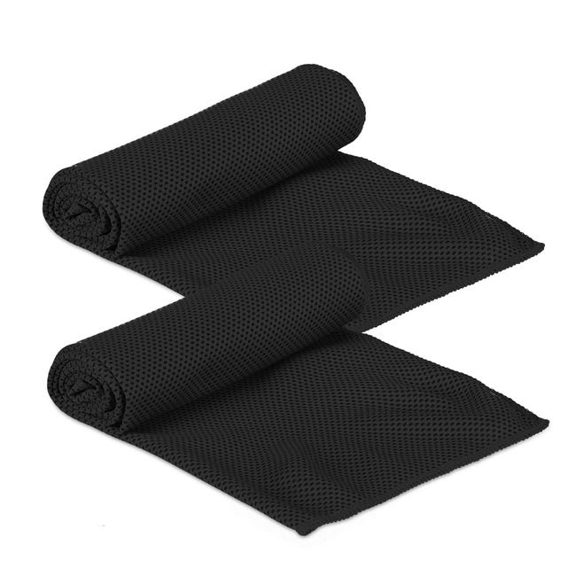 Kühlendes Handtuch, 4er-set, Mikrofaser, Für Nacken, Sport, 90 X 30 Cm, Schwarz, Relaxdays