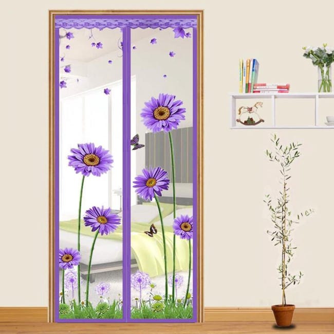Magnetisches Tür- Und Fenster-moskitonetz, Magnetischer Schiebefensterschutz, Anti-moskito-türvorhang, Lila, 110 X 220 Cm
