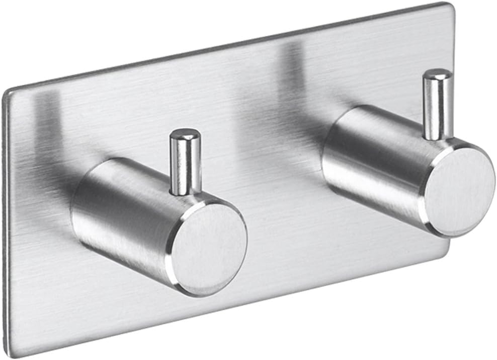 Kleiderhaken Mit 2 Haken, Aus Edelstahl, Handtuchhalter, Haus Und Büro, Selbstklebend