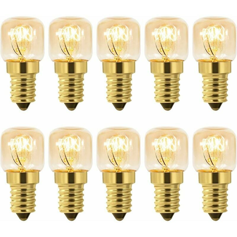 10er-packung Warmweiße 15-w-glühlampen Mit Salzkristallbeleuchtung Für Backöfen, Kühlschränke, Salzkristalllampen Und Grillöfen, 2,25 Cm