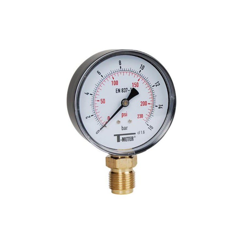 Abs-trockenmanometer, Radial, 1/2" (15/21) Außengewinde - Ø80 - 0 Bis 16 Bar - Sferaco