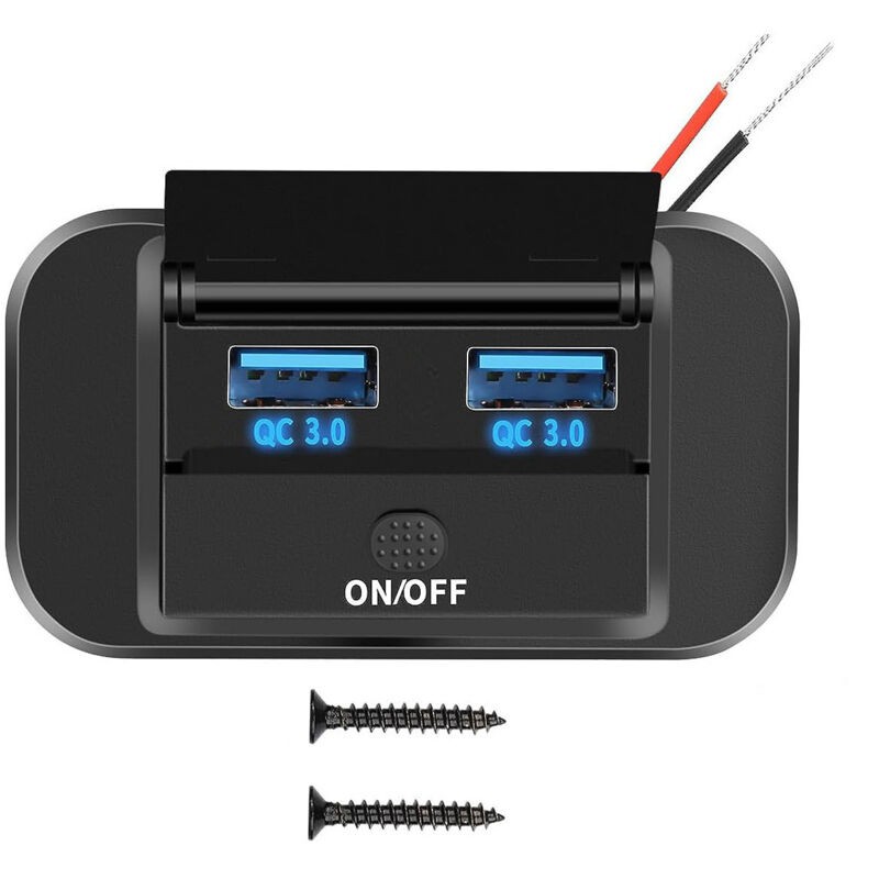 Sollbry 12v Kfz-usb-ladegerät, 36w Dual Qc3.0 Usb Mit Wasserdichtem Schalter Für 12v/24v Autos Und Boote