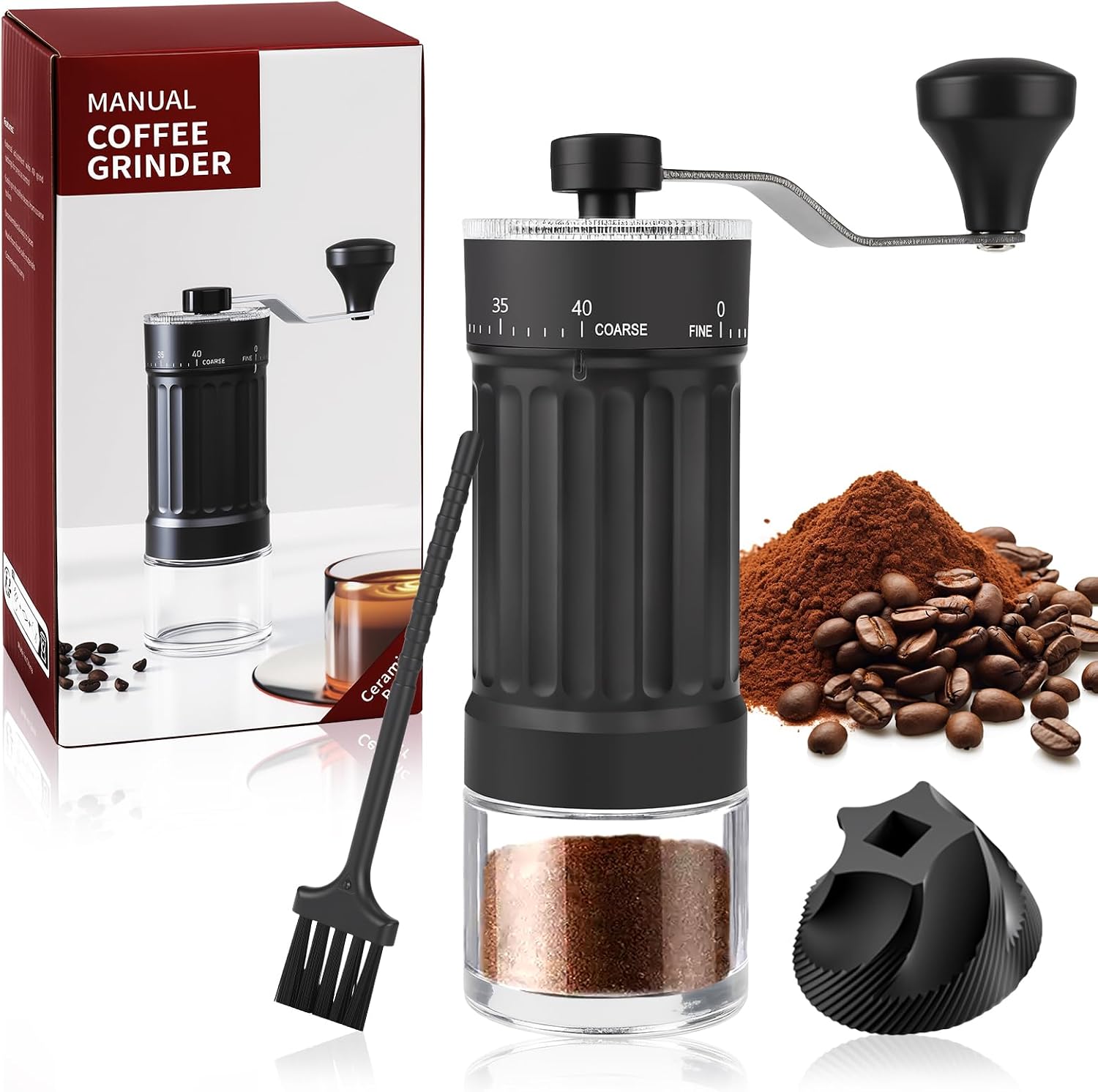 Manuelle Kaffeemühle – 40 Mahlgradeinstellungen – Keramik – Klappgriff – Für Espresso Und French Press – 30 G