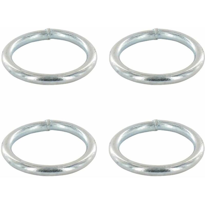 4x Verzinkte Stahl-rundringe Zum Schweißen, Für Ketten, Kabel, Silber, Heimwerkerprojekte, Planen, Pfähle, Garten, 10x50mm