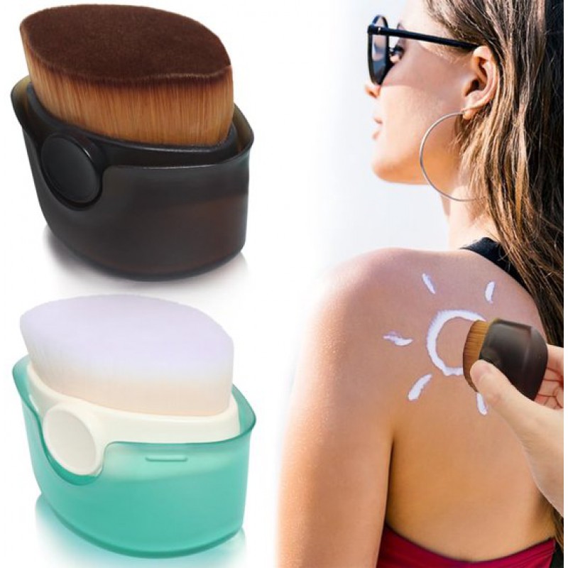 Set Mit 2 Sonnenschutzpinseln Mit Schutzkappen, Weiß Und Braun.